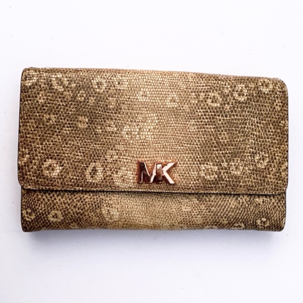 Michael Kors Gold Clutch Animal Print